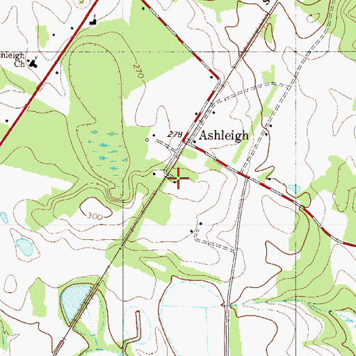Topographic Map of Ashleigh Church (historical), SC