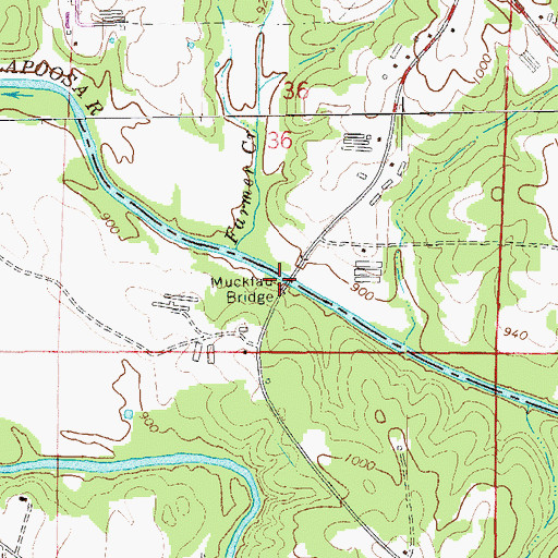Topographic Map of Muckfau Bridge, AL