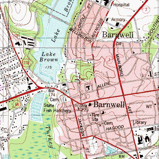Topographic Map of Barnwell Academy (historical), SC
