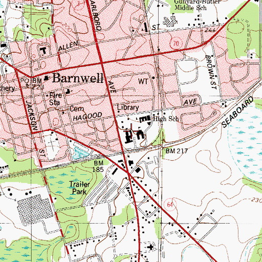 Topographic Map of Barnwell Elementary School, SC