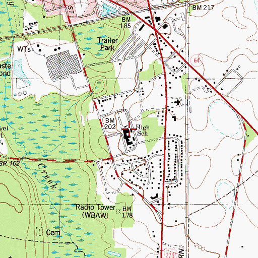 Topographic Map of Barnwell High School, SC