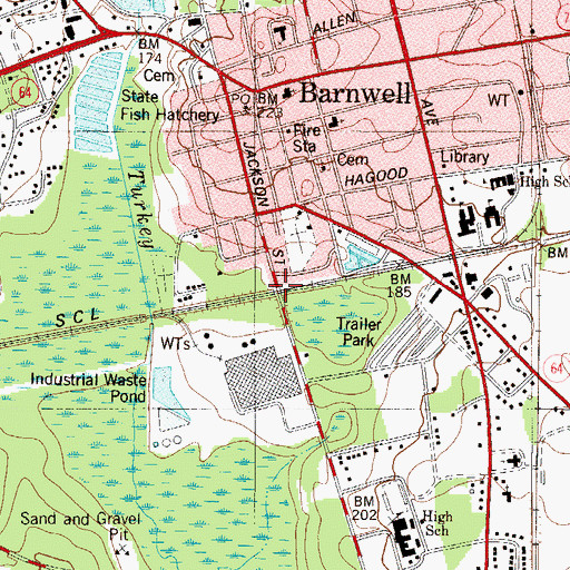 Topographic Map of Barnwell Station (historical), SC