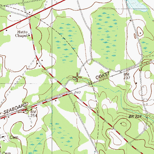 Topographic Map of Beaverdam Bridge, SC