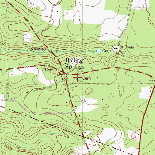 Topographic Map of Boiling Springs Presbyterian Church, SC