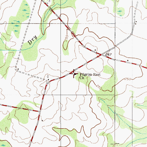 Topographic Map of Dry Branch School (historical), SC