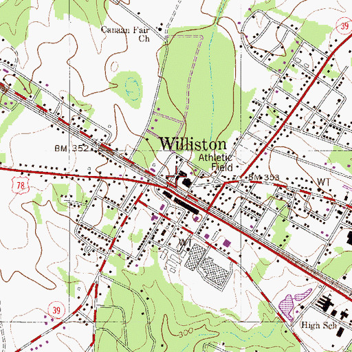 Topographic Map of First Baptist Church, SC