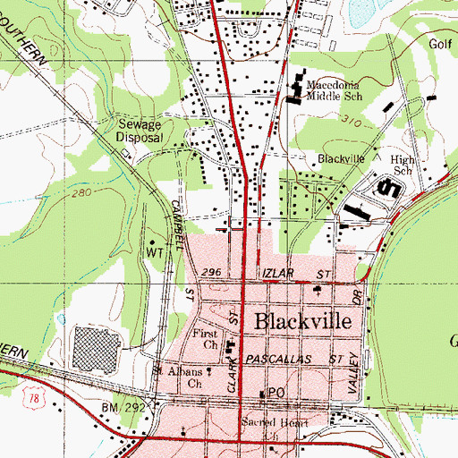Topographic Map of Friendship Baptist Church, SC