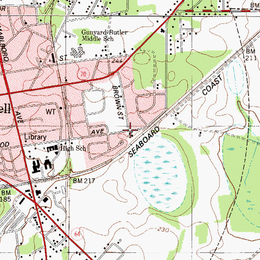 Topographic Map of Hagood Avenue Baptist Church, SC