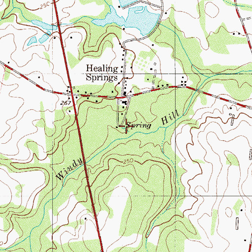 Topographic Map of Healing Springs, SC