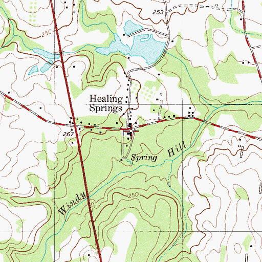 Topographic Map of Healing Springs Baptist Church, SC