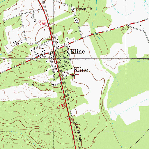 Topographic Map of Kline Baptist Church, SC