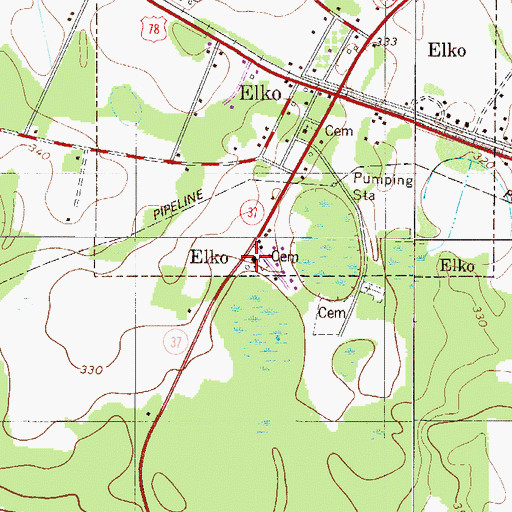 Topographic Map of Saint Peter Baptist Church, SC