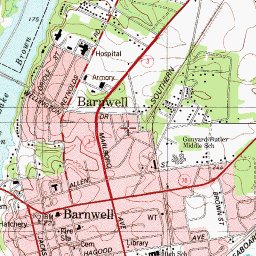 Topographic Map of Second Baptist Church, SC