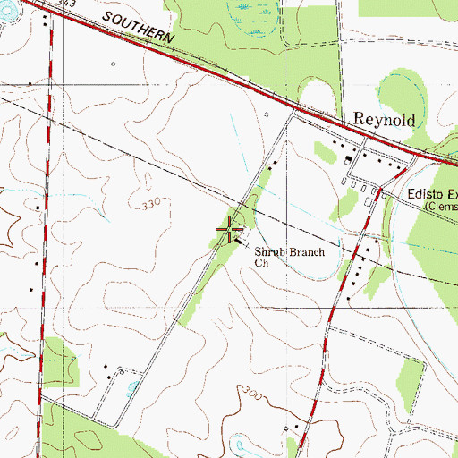 Topographic Map of Shrub Branch School (historical), SC