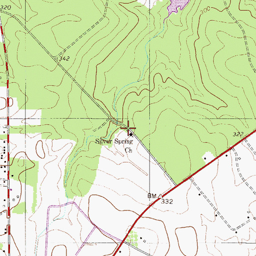 Topographic Map of Silver Spring School (historical), SC