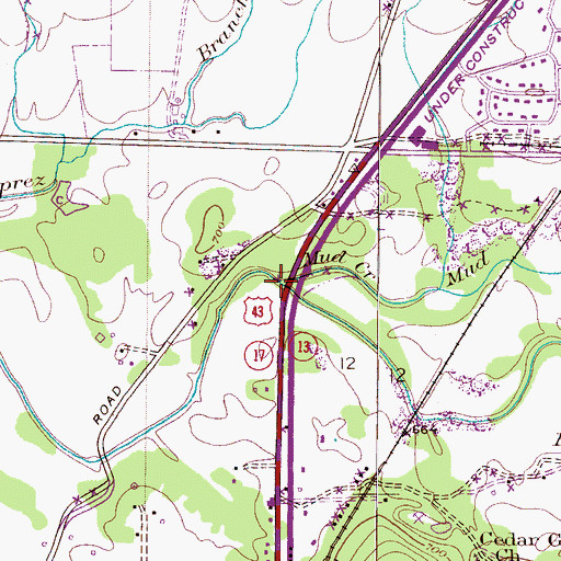Topographic Map of Mud Creek, AL