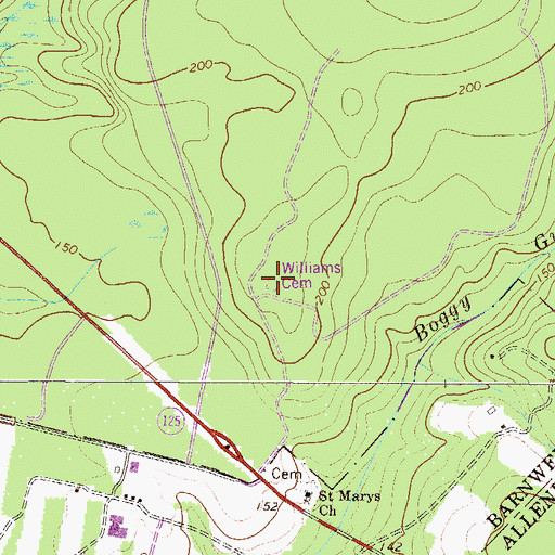 Topographic Map of Williams Cemetery, SC