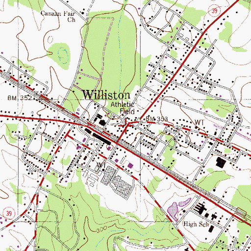 Topographic Map of Williston Presbyterian Church, SC
