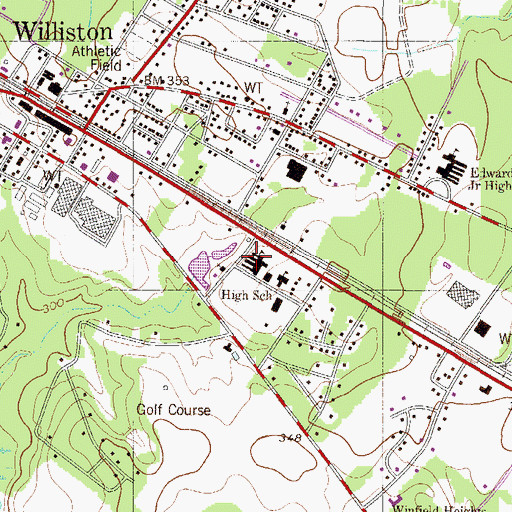 Topographic Map of Williston-Elko High School, SC