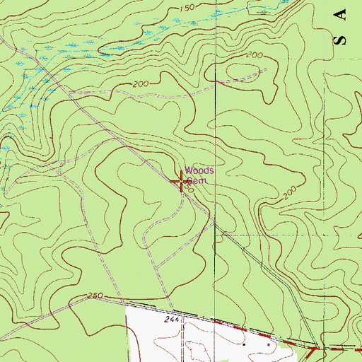 Topographic Map of Woods Cemetery, SC