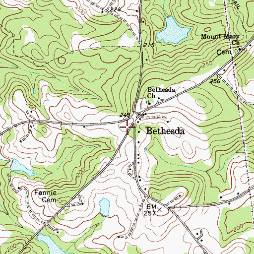 Topographic Map of Bethesda School (historical), SC