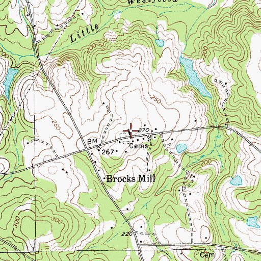 Topographic Map of Brocks Mill Baptist Church, SC