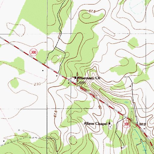 Topographic Map of Rosemary Baptist Church, SC