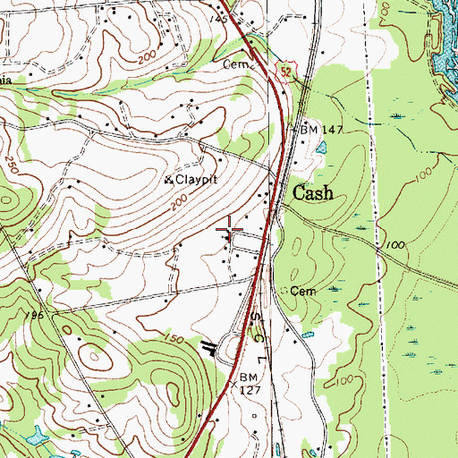 Topographic Map of Cash Baptist Church, SC
