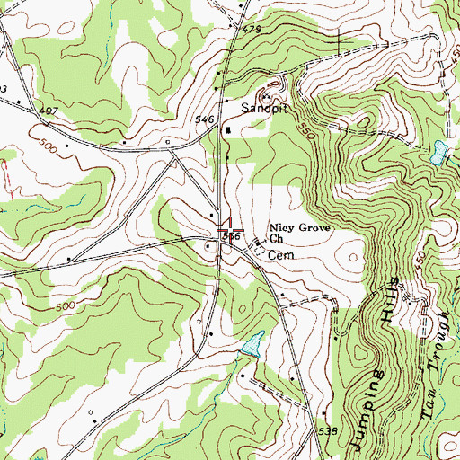 Topographic Map of Center Grove School (historical), SC
