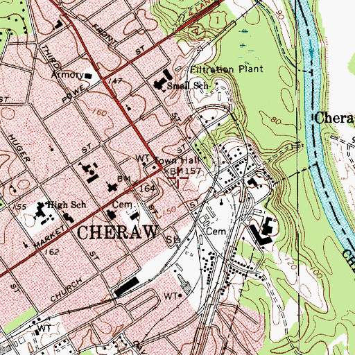 Topographic Map of Cheraw Center for Performing Arts, SC
