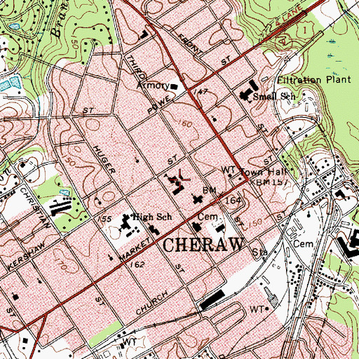 Topographic Map of Cheraw Elementary School, SC