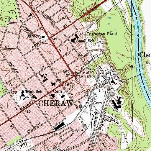Topographic Map of Cheraw Historic District, SC