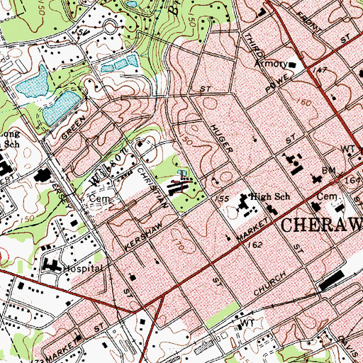 Topographic Map of Cheraw Primary School, SC