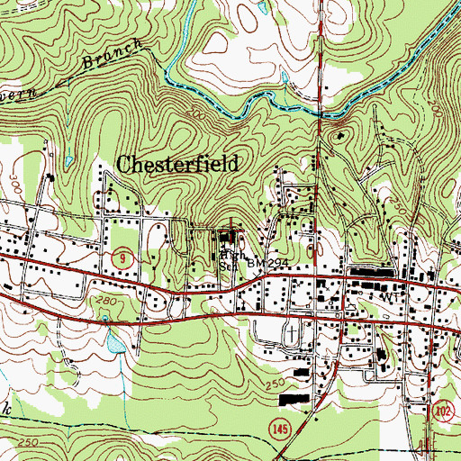 Topographic Map of Chesterfield High School, SC