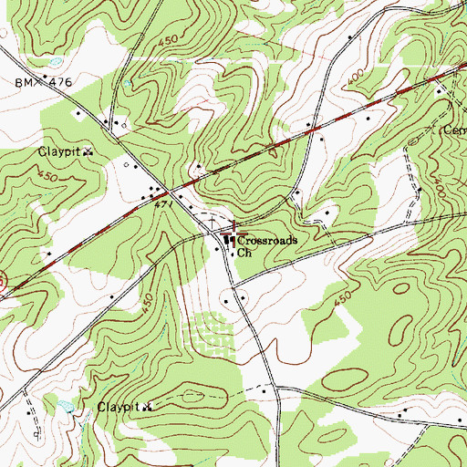 Topographic Map of Cross Roads School (historical), SC