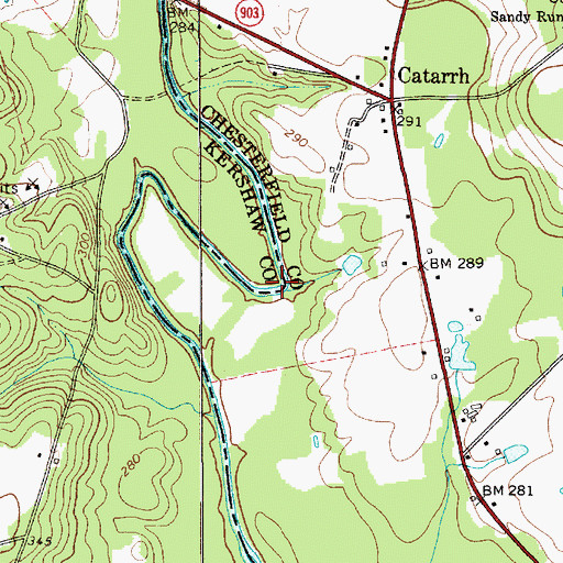 Topographic Map of Evans Ford, SC