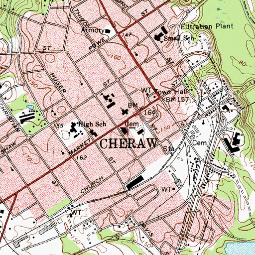 Topographic Map of First Baptist Church, SC