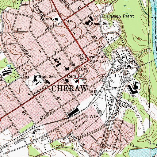 Topographic Map of First United Methodist Church, SC