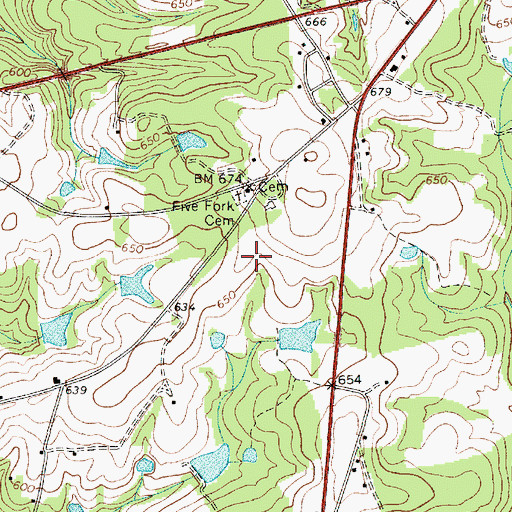 Topographic Map of Five Forks Church, SC