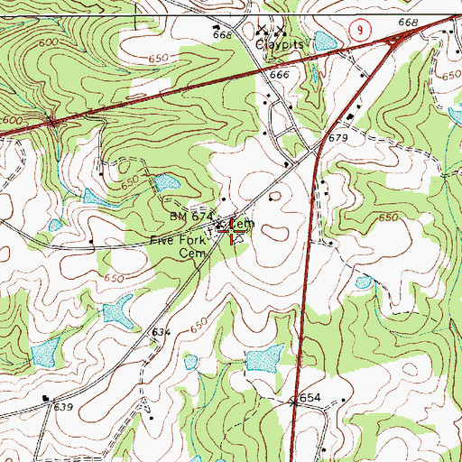 Topographic Map of Five Forks School (historical), SC