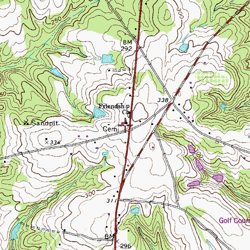 Topographic Map of Friendship Church Graveyard, SC