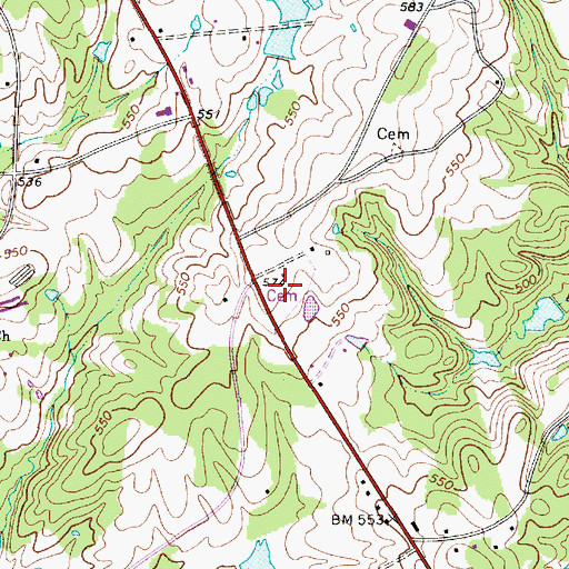 Topographic Map of Greenlawn Cemetery, SC