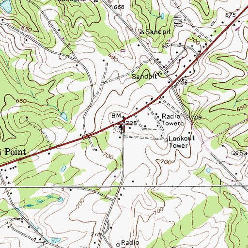 Topographic Map of High Point Baptist Church, SC