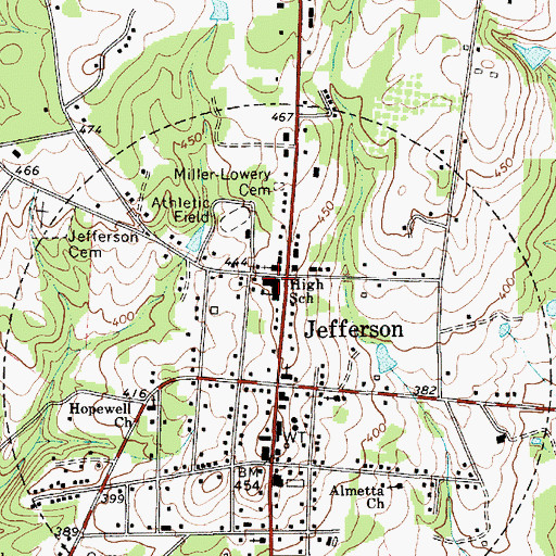 Topographic Map of Jefferson Elementary School, SC