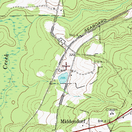 Topographic Map of Middendorf Baptist Church, SC