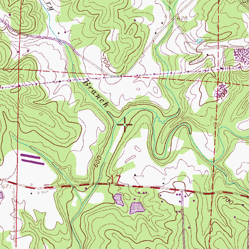 Topographic Map of Mulberry Branch, AL