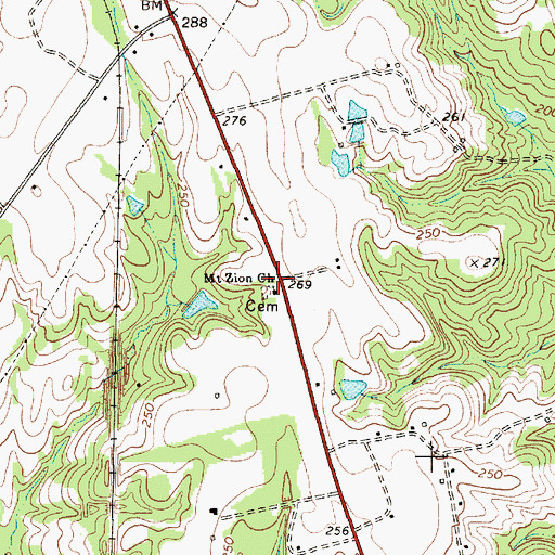Topographic Map of Mount Zion School (historical), SC