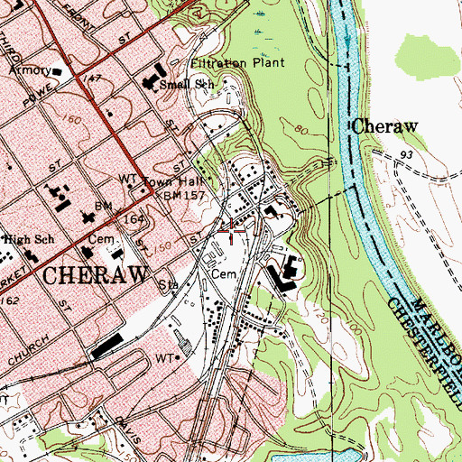 Topographic Map of Old Saint Davids Church, SC