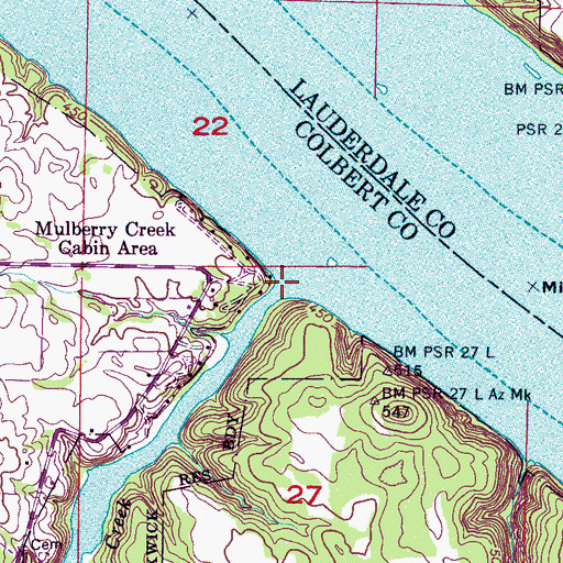 Topographic Map of Mulberry Creek, AL