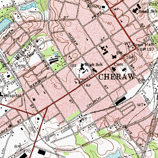 Topographic Map of Saint Peters School (historical), SC